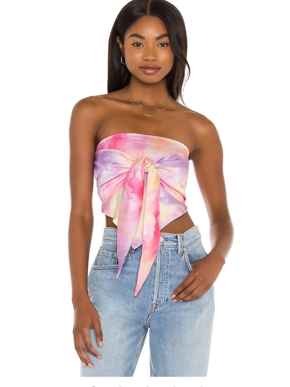 superdown Pink Multi colour strapless top